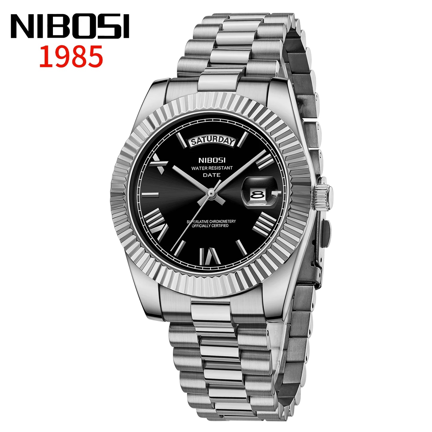 NIBOSI Mens Watches Top Brand Luxury Gold Diamonds Classic Watch Men Auto Week Date Watch Waterproof Stainless Steel Wristwatch