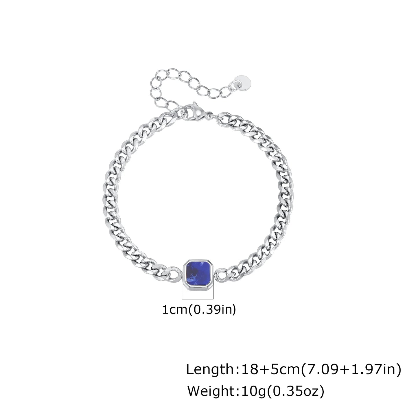 Vnox 5mm Width Adjustable Chain Bracelet for Men, Stainless Steel Acrylic Six-Sided Polished Jewelry Gifts for Husband Son‌ Him