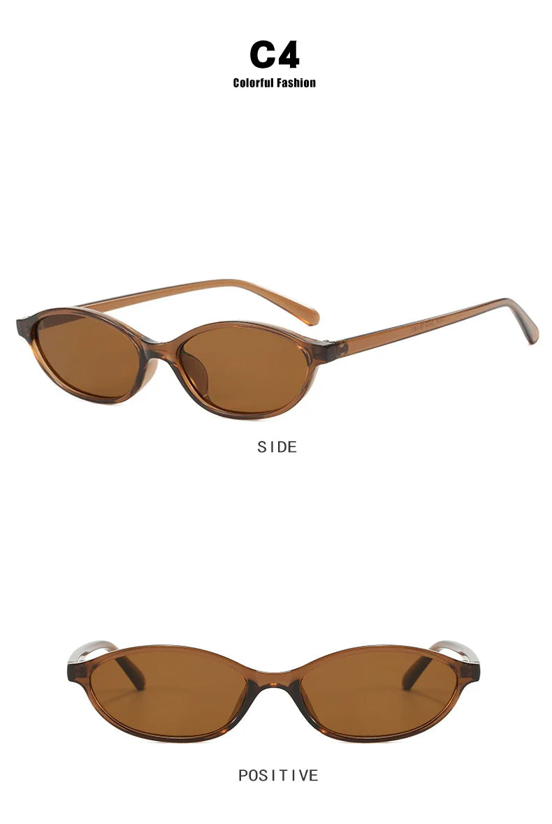 Cute Oval Small Frame Sunglasses Women New Retro Style Sexy brown Sun Glasses Ladies trendy Fashion Decorative Shades Eyeglass