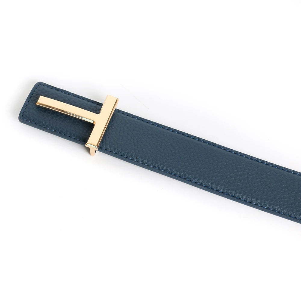 Top Luxury Designer Brand Brass T Buckle Belt Men High Quality Women Genuine Real Leather Dress Strap for Jeans Waistband Grey