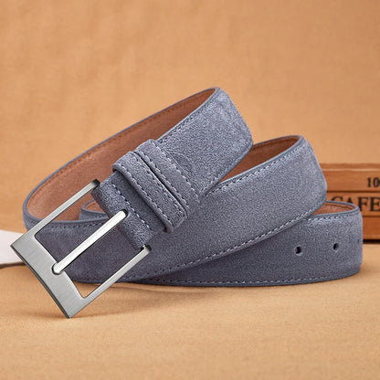 Sude Belts Cow Leather for Man And Lady Plaid Jeans Pin Buckle Luxury High Quality Classic Genuine Leather Sude Belts Cow Leathe