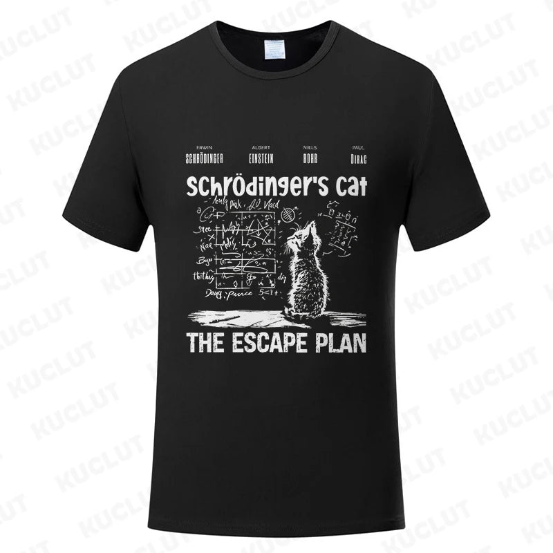 T Shirt for Men Clothing Fashion  Cat The Escape Plan Geeky Printed T Shirts Harajuku Short Sleeve Tee Casual Men's Clothing