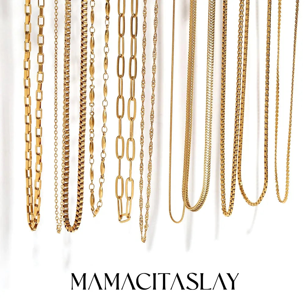 MamacitaSlay water wave chain snake chain Women's stainless steel necklace Bracelets Belly Chain Various styles Jewelry
