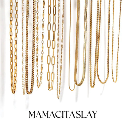 MamacitaSlay water wave chain snake chain Women's stainless steel necklace Bracelets Belly Chain Various styles Jewelry