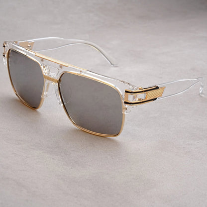 European And American Fashion Sunglasses Transparent Frame Glasses Cross Border Men And Women Retro Square Frame Sunshade Mirror