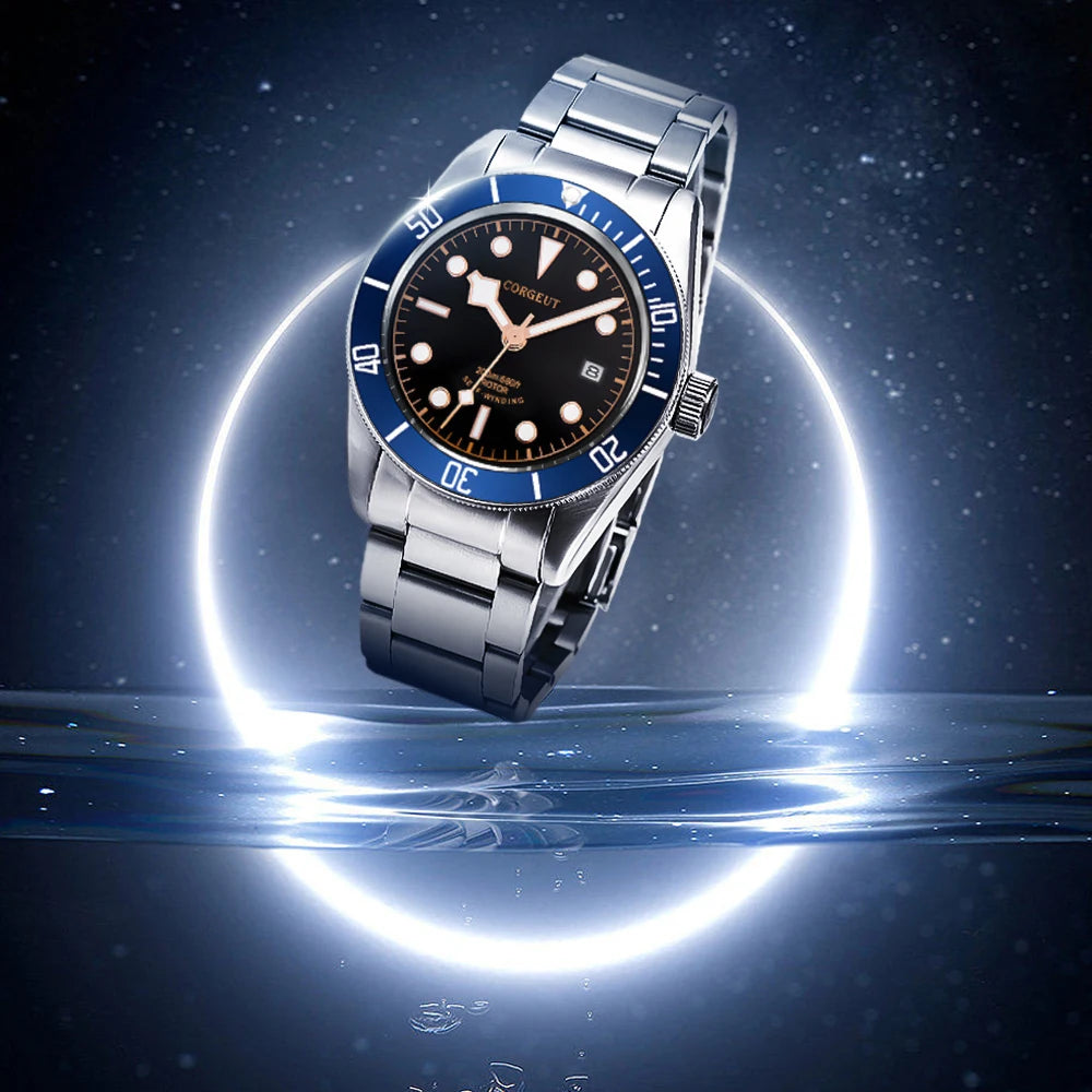 CORGEUT Japan Movement Biwan Snowflake Business Luxury Men Watches Sapphire Glass Automatic Mechanical Diving Date Watch for Man