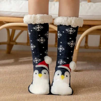 Christmas Gift Thermal Socks Women Winter Warm nightwear Plush Soft Floor Fuzzy Fluffy Fur Slipper Sock Thick Ladies Cute Cow