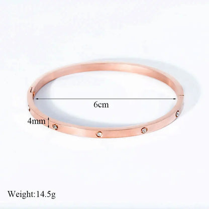 Fashion Design Gold Color Zircon And Cross Nut Nail Bangle Gold & Stainless Steel For Woman Bracelet buckle Classic jewelry