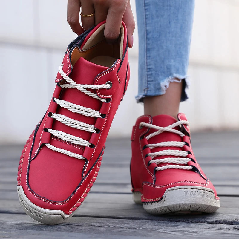 Shoes for Women Spring/Autumn Handmade Leather Casual Shoes Fashion Softe Causal Walking Sneakers Breathable Women's Ankle Boots