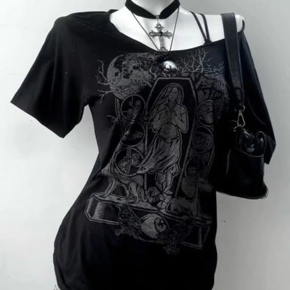 2026 Ropa Mujer Summer Tshirts for Women V-neck Short Sleeve Tunic Camisetas Pink Print Tees Crop Tops Casual Chic Y2k T-shirt