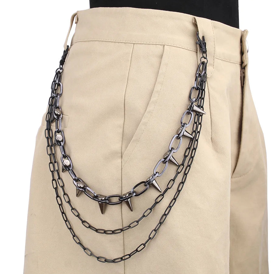 Hip Hop Punk Rock Metal Pants Waist Chain Men Women Key Chain Trousers Chain Wallet Keychain Jeans Unisex Hip-hop Jewelry Gift