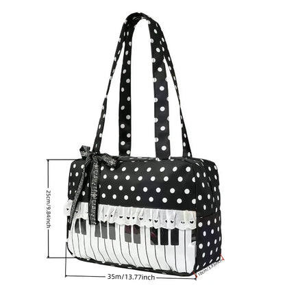 Fashion Polka Dot Ladies Piano Bag New Style Niche Underarm Shoulder Bag Sweet Personality Piano Backpack Women's Bag Square Bag