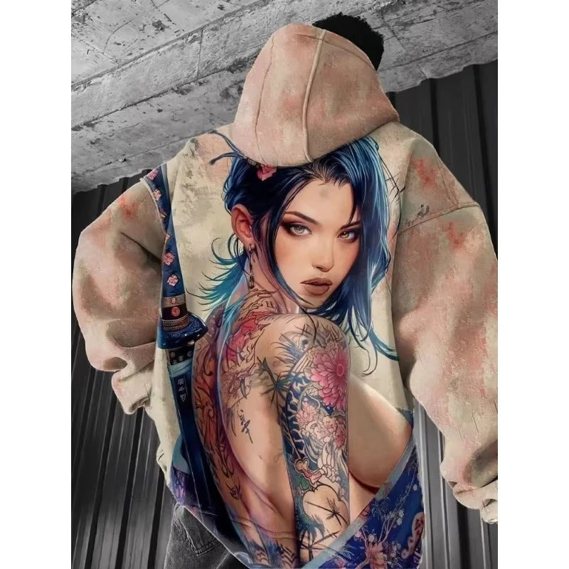 Japanese Anime 3d Print Hoodie Men Women Fashion Sexy Samurai Tracksuit Casual Hoodie Sweatshirt Autumn Winter Clothes Y2k Coat