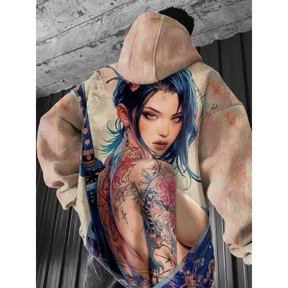 Japanese Anime 3d Print Hoodie Men Women Fashion Sexy Samurai Tracksuit Casual Hoodie Sweatshirt Autumn Winter Clothes Y2k Coat