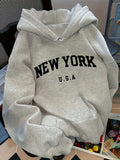 Relaxed Fit Women's Hoodie NEW YORK U.S.A. Lettering Pullover Sweatshirt Fashion Casual HipHop Sweatshirt Harajuku Unisex