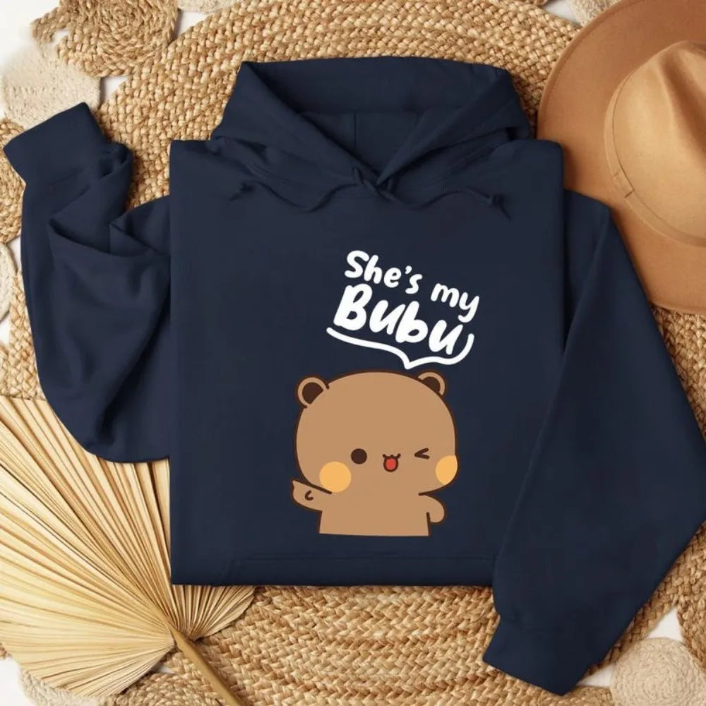 Bubu Dudu Bear Couple Hoodies Matching His and Hers Outfit Casual Cute Couple Outfits Fall Winter Men Women Daily Life Apparel