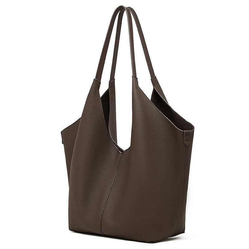 Hifashion Cow Genuine Leather Large Underarm Shoulder Bags For Women 2026 Luxury Designer Shopping Tote Office Ladies Handbags