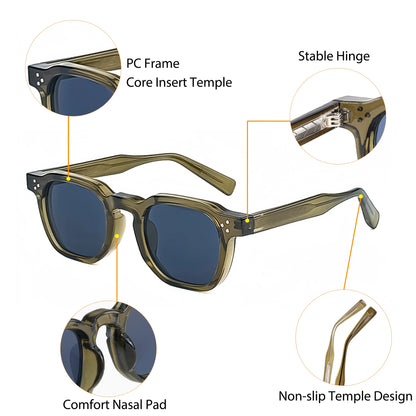 HBK New Square Retro Sunglasses Men Fashion Punk Sun Glasses Women Travel Driving Beach Eyewear Lunette De Soleil Femme UV400