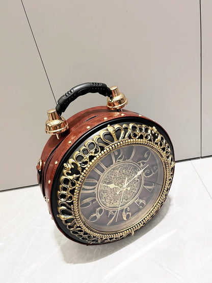 Luxury Designer Purses and Handbags Shoulder Bags funny clock-shaped bag funny Women's round bag pu leather Woman's bag