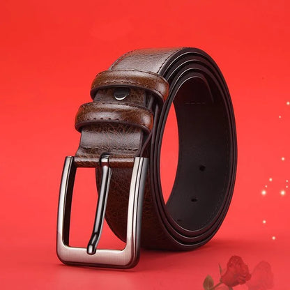 Authentic genuine leather luxury brand men's belt, fashionable business alloy needle buckle belt for men