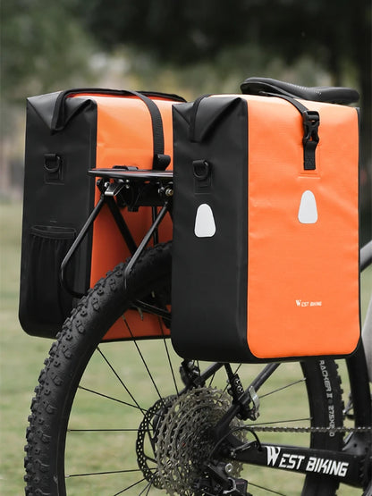 WEST BIKING Cycling Bicycle Bike Rear Seat Trunk Bag Large Capacity Panniers Reflective Rear Bag Waterproof Bicycle Storage Bag