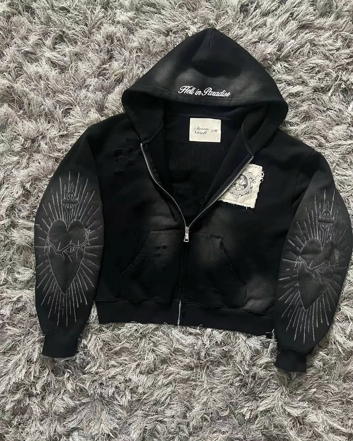 2025 American New Fashion Oversized Pattern Printed Zipper Hooded Sweater Men Y2K Gothic Harajuku Hip Hop Popular Couple Hoodies