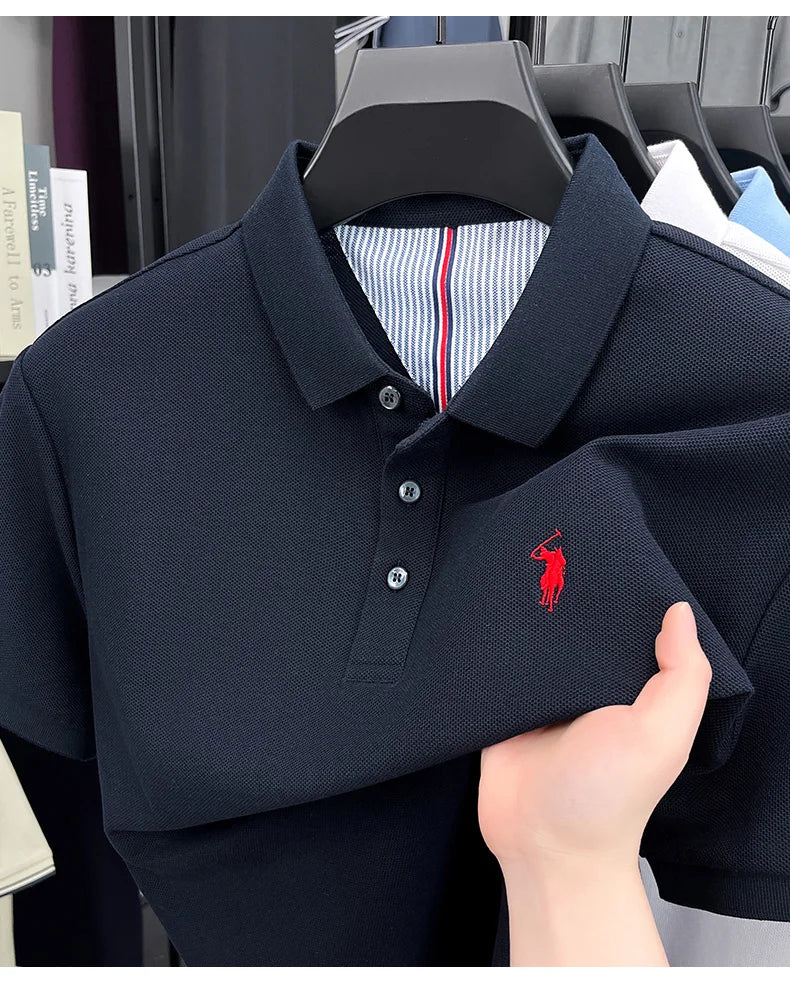 100% pure cotton high-end brand men's short sleeve polo shirt summer fashion original pony embroidery golf Paul  casual T-shirt