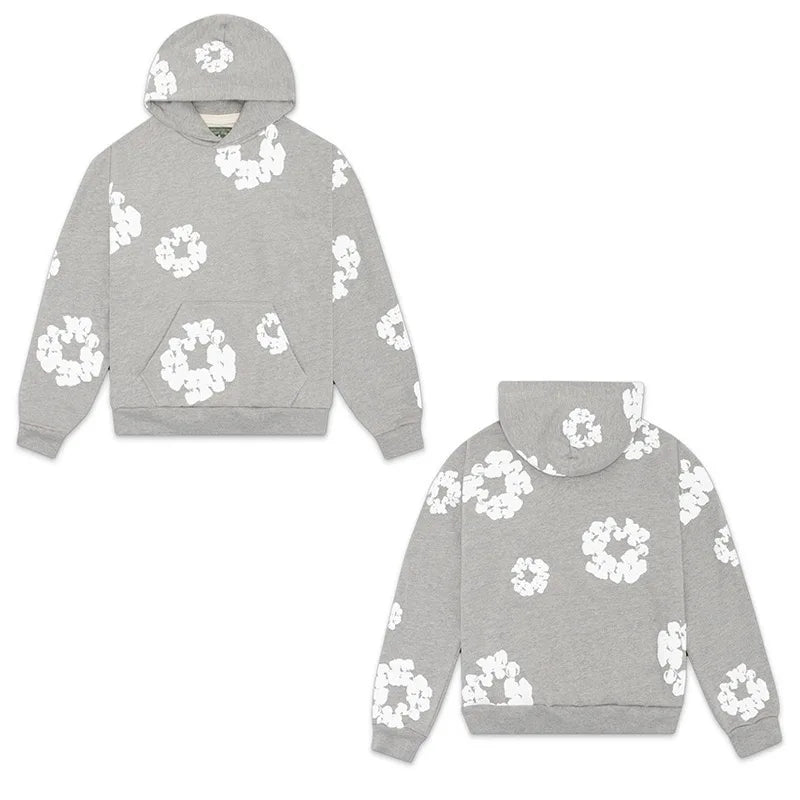 DENIM TEARSTHoodie Cross border European and American Hot selling Cotton Foam Printed Tears Hoodie Men's and Women's Hoodies