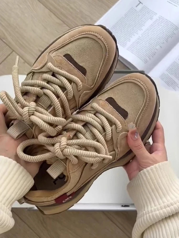 2025 original shoe replicas Retro luxury Sneakers For Women Design Cow suede High Street Girl's sneakers ladies tennis