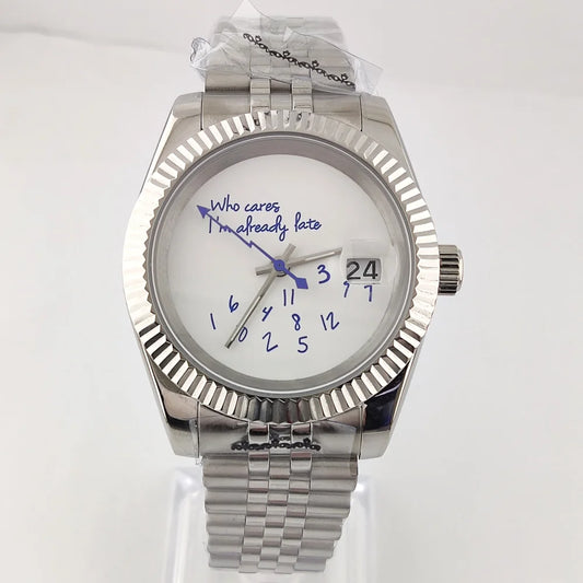 36mm/39mm NH35 Watch Who Cares im Already Late Watch High Quality Sapphire Crystal Glass Waterproof Case NH35 Movement Watch