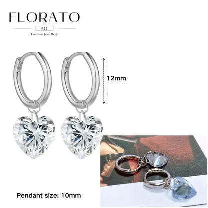 Women Pure Silver Series 925 Sterling Silver Ear Needle Geometric/Butterfly Flowers Pendant hoop Earrings Crystal Zircon Jewelry