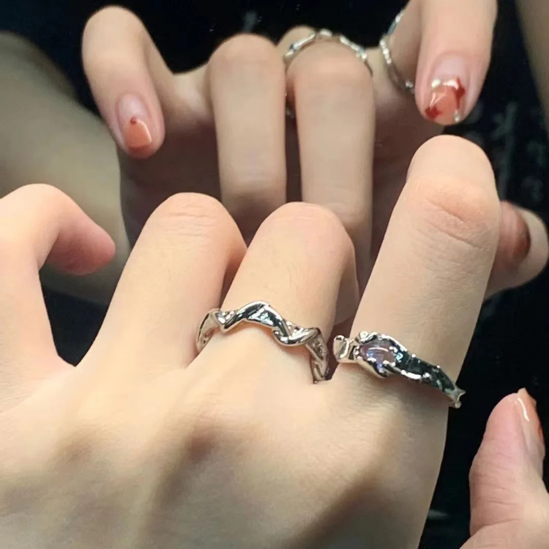 Fashion Trend Pink Crystal Bowknot Heart Rings Zircon Ring Y2K Shiny Zircon Rings for Women Girls Party Aesthetic Jewelry 2024 N