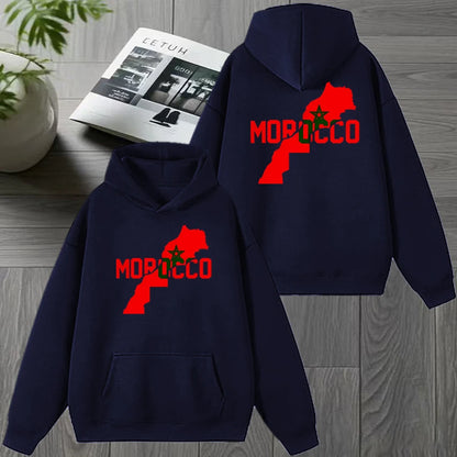 Autumn Winter Morocco harajuku New in Double Sided print black Hoodie Men women Fleece Casual pullover Unisex fashion Sweatshirt