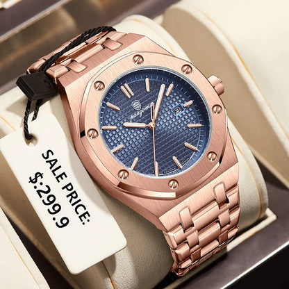 PAAZOMU Original Luxury Men's Watches Date Chronograph Stainless Steel Quartz Watch Waterproof Luminous Fashion Man Wristwatch