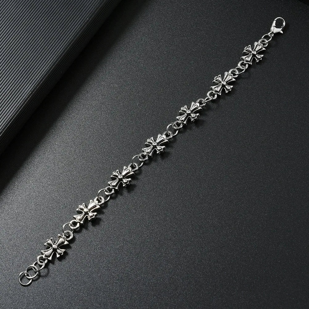 Gothic Cross Bracelet For Men Women Vintage Floral Pattern Hip Hop Rock European American Trends Party Birthday Holiday Gift