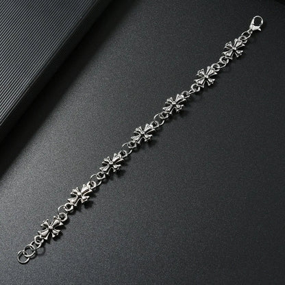 Gothic Cross Bracelet For Men Women Vintage Floral Pattern Hip Hop Rock European American Trends Party Birthday Holiday Gift