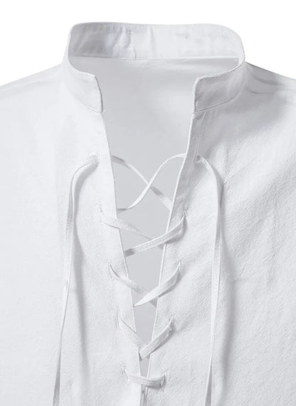 King Billion Men's Shirts Casual Men Cotton Linen Long Sleeve T-shirt Spring Autumn Vintage Shirt US Size Drawstring Neck