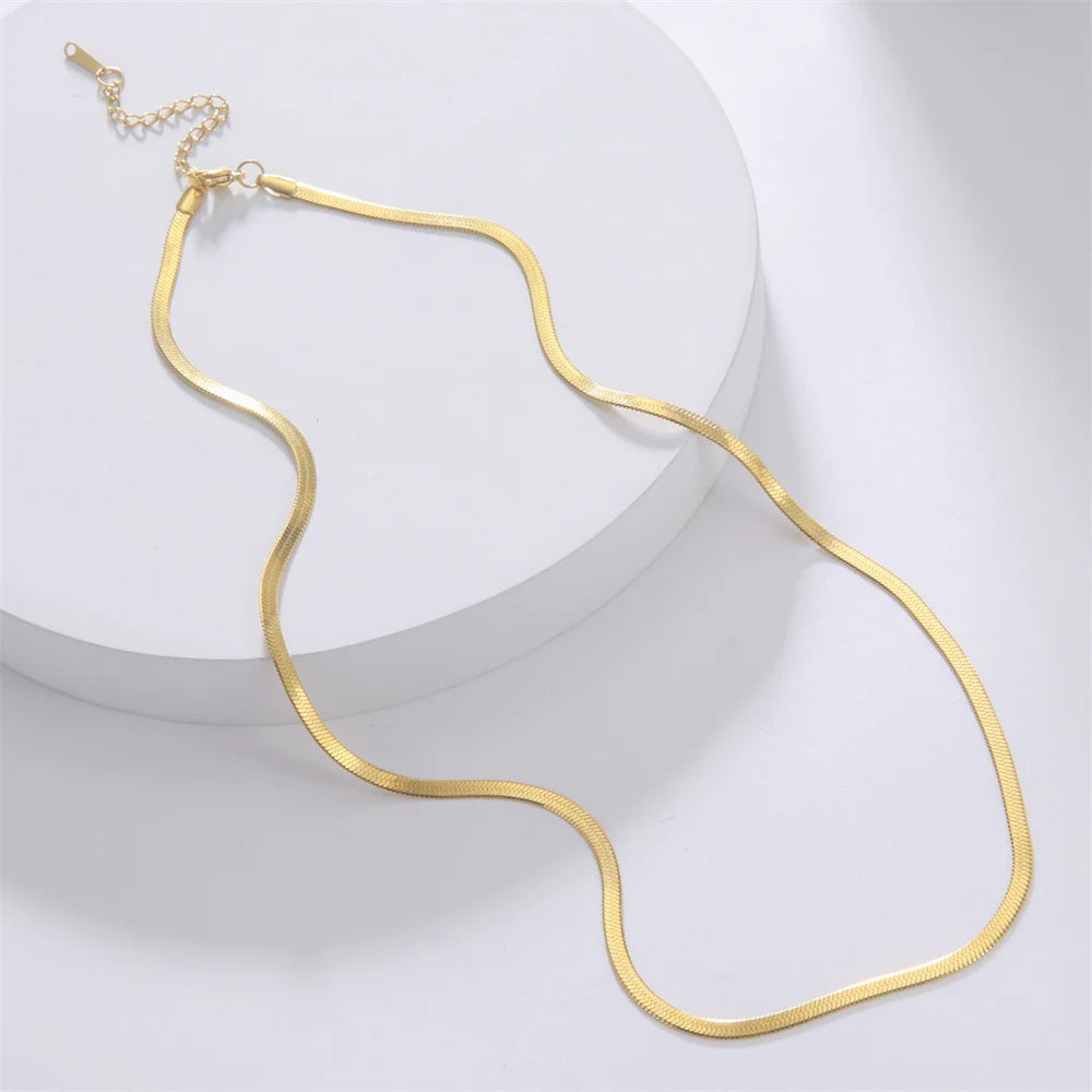 Skyrim Stainless Steel Snake Chain Necklace for Women Men Gold Color Herringbone Choker Neck Chains 2026 Trend Jewelry Gift Hot