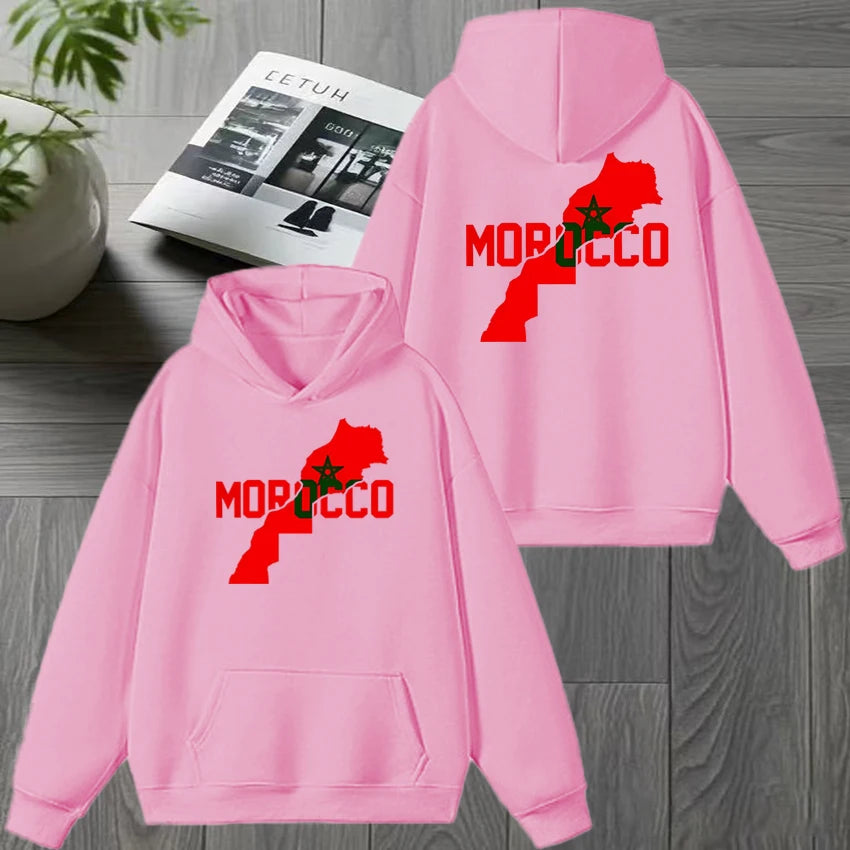 Autumn Winter Morocco harajuku New in Double Sided print black Hoodie Men women Fleece Casual pullover Unisex fashion Sweatshirt
