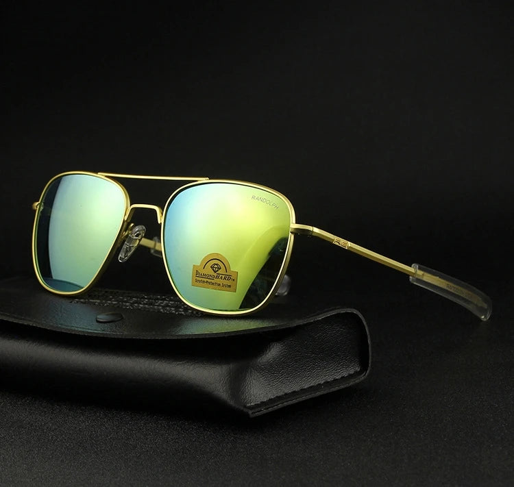 RE Sunglasses Men Top Quality Anti-Scratches American Army Military Mirror AGX Tempered Glass Lens Pilot Sun Glasses UV400