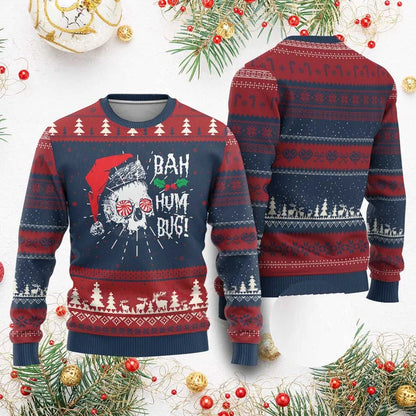 2027 Choose a Darker Holiday Look with an Ugly Christmas Sweater Gothic Skeleton Graphics on Printed Long Sleeve Xmas Sweaters