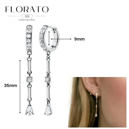 Women Pure Silver Series 925 Sterling Silver Ear Needle Geometric/Butterfly Flowers Pendant hoop Earrings Crystal Zircon Jewelry