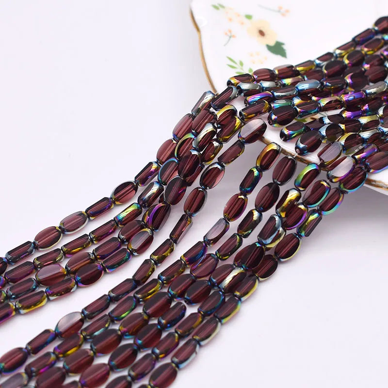 4x7mm 50pcs/lot Briolette Oval Glass Beads Plating Gold Color Crystal Glass Loose Spacer Beads For Beads for Jewelry Making DIY