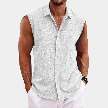Men's Summer Short Sleeve Shirt Casual Solid Color Beach Top with Collar Lightweight Breathable Casual Button Up Shirts for Men