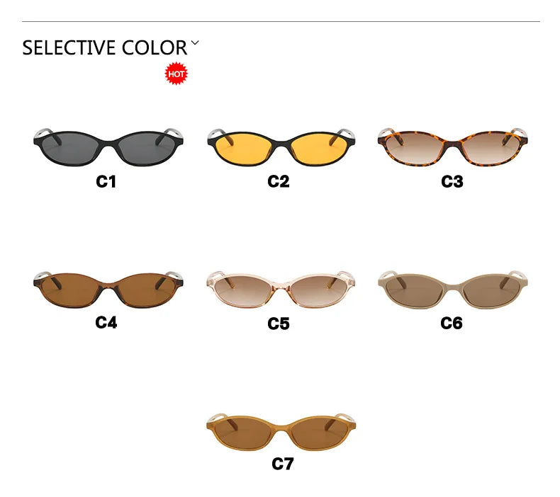 Cute Oval Small Frame Sunglasses Women New Retro Style Sexy brown Sun Glasses Ladies trendy Fashion Decorative Shades Eyeglass