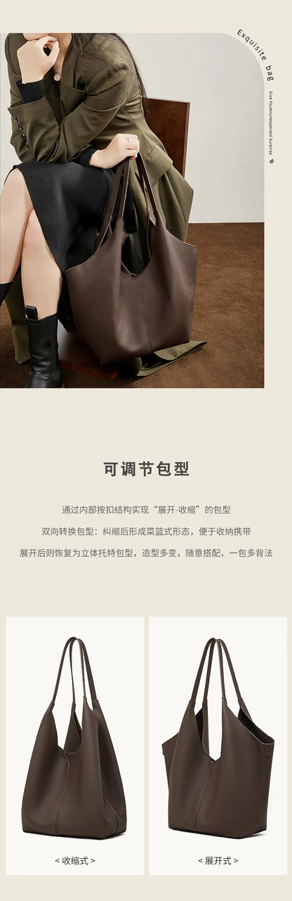 Hifashion Cow Genuine Leather Large Underarm Shoulder Bags For Women 2026 Luxury Designer Shopping Tote Office Ladies Handbags