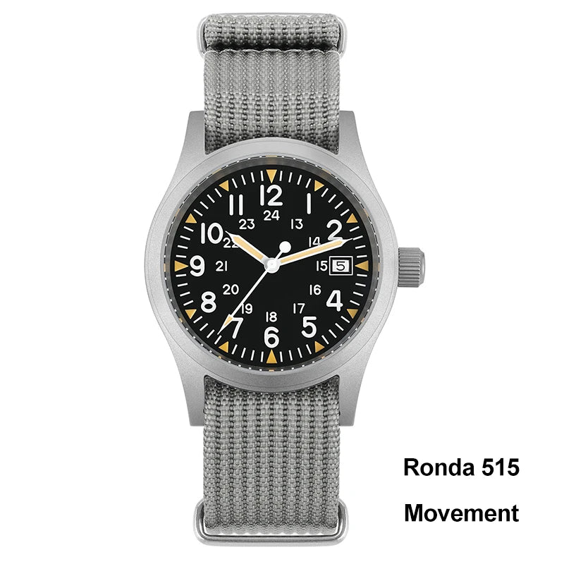 Militado ML05 38mm Quartz Watch Miyota 2035/Ronda 515 Movement Watches Domed Sapphire Crystal Luminous 100m Waterproof Watches