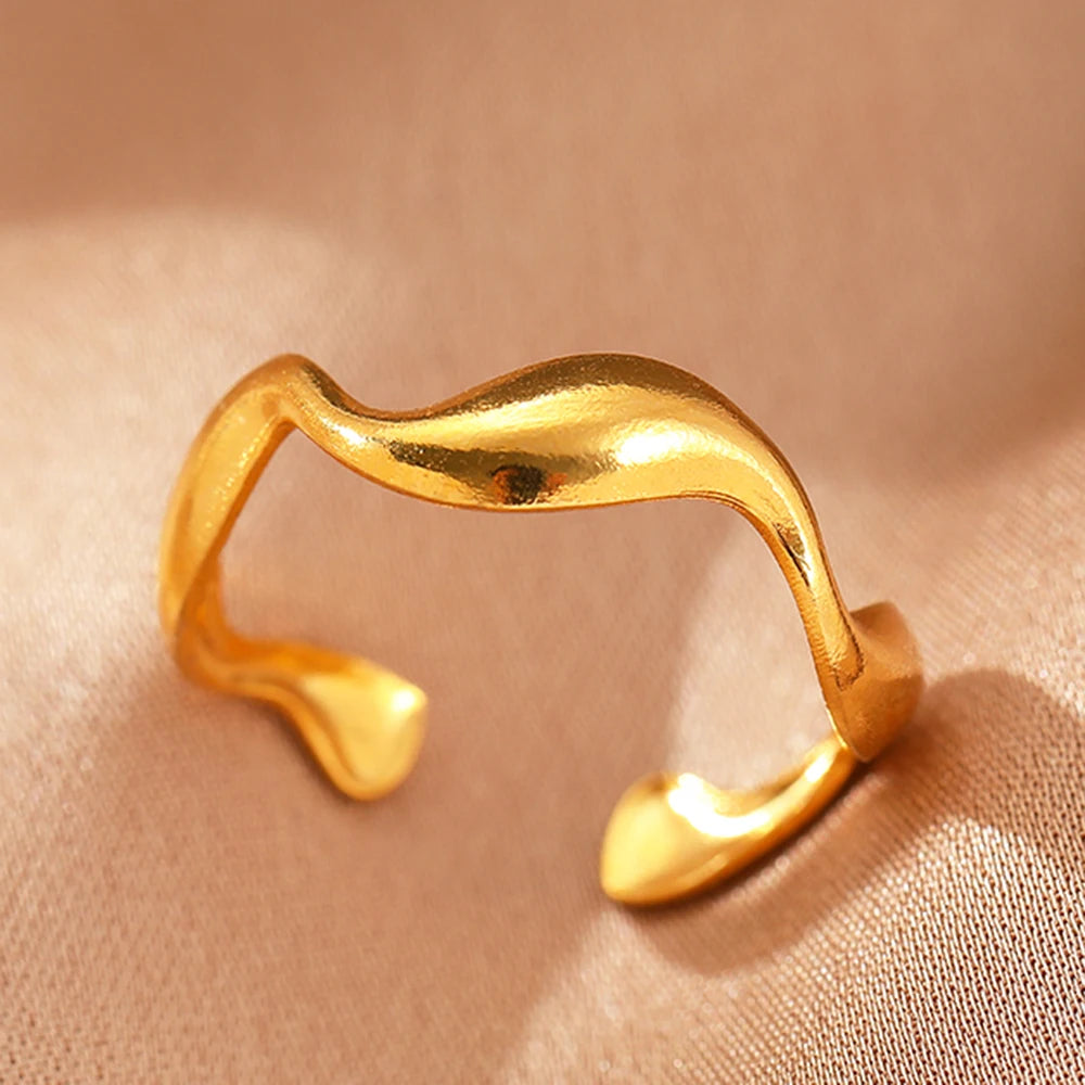 Stainless Steel Rings Simpler Geometric Fashion Vintage Fine Adjustable Open Rings For Women Jewelry Weddings Gifts New Trendy