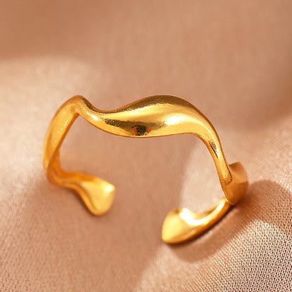 Stainless Steel Rings Simpler Geometric Fashion Vintage Fine Adjustable Open Rings For Women Jewelry Weddings Gifts New Trendy