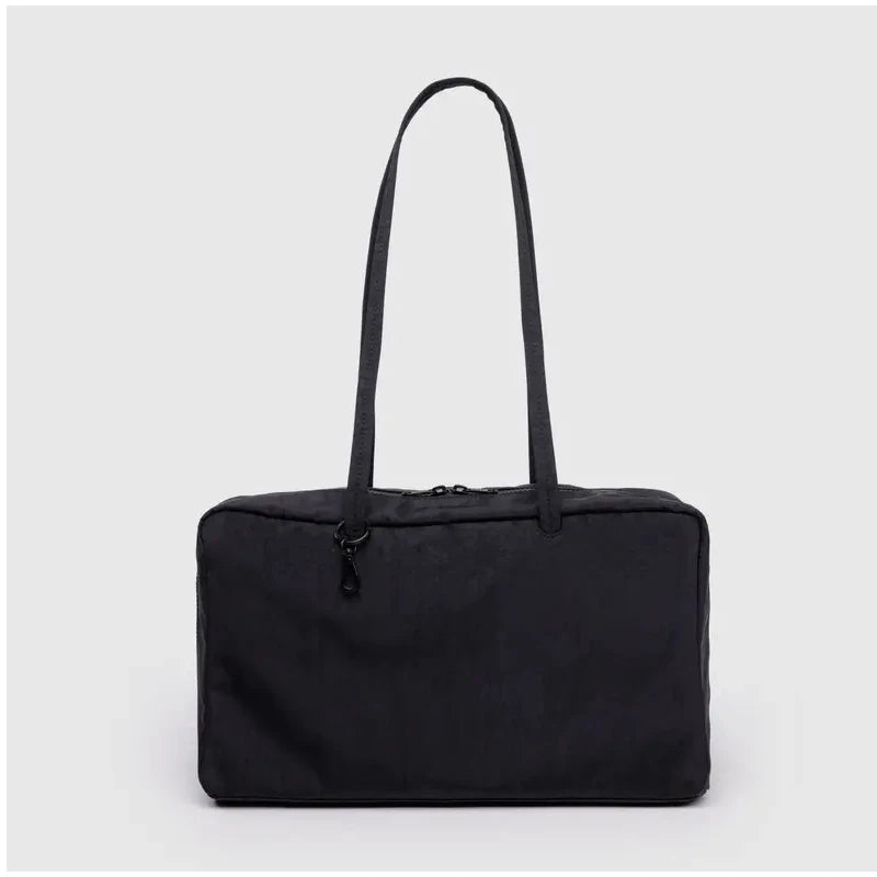 Simple Large-capacity Square Shoulder Bag Fashion Plaid Nylon Handbag Durable Canvas Material Travel Bag Daily Use Storage Bag
